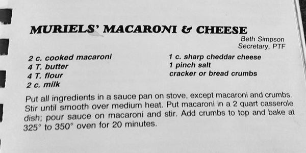 Sarrah said one of her favorite recipes has to be her grandmother Muriel's macaroni and cheese recipe. 