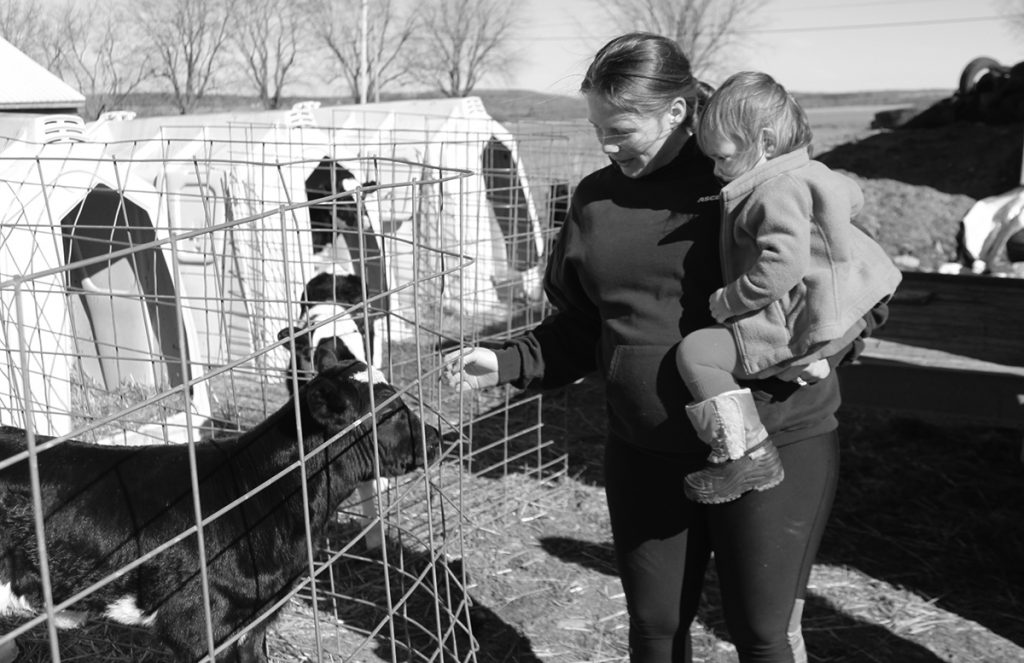 Jennifer Stevens Jones with her daughter Cami during one of their visits to the family farm.