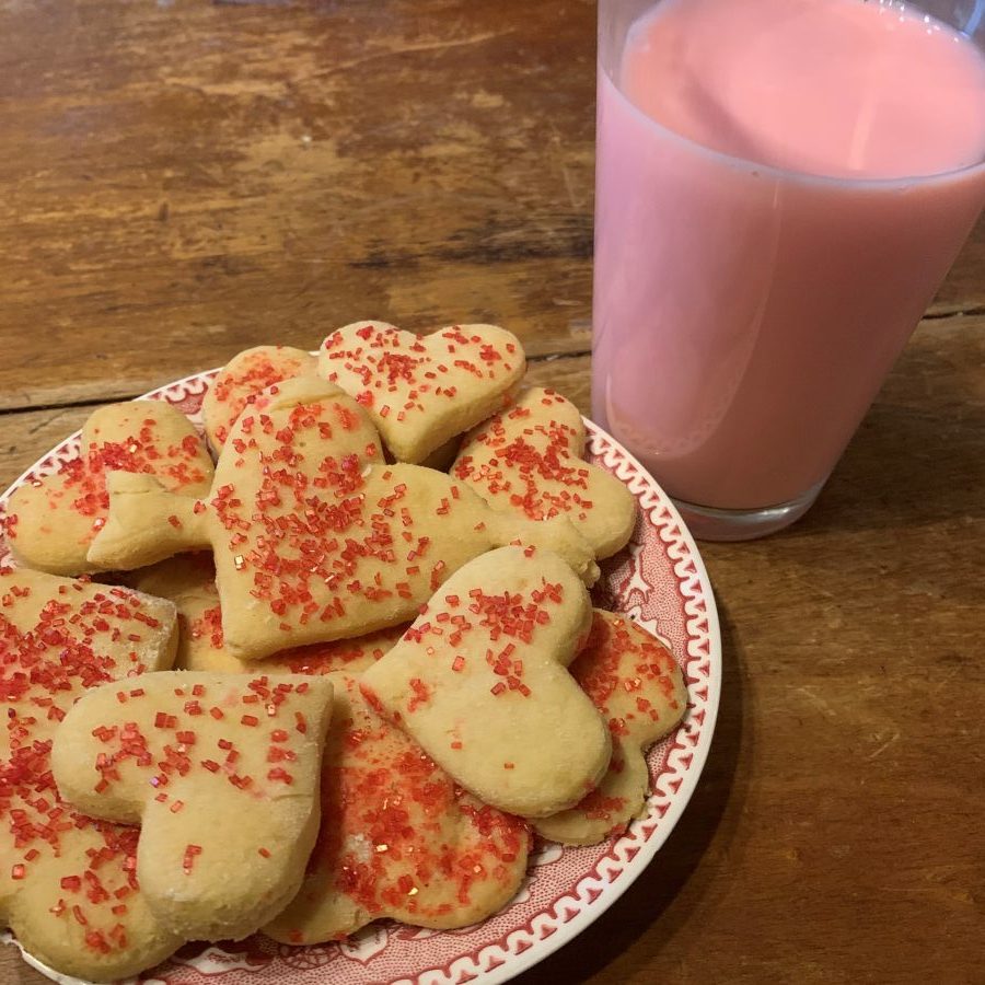 cookies and strawberry milk