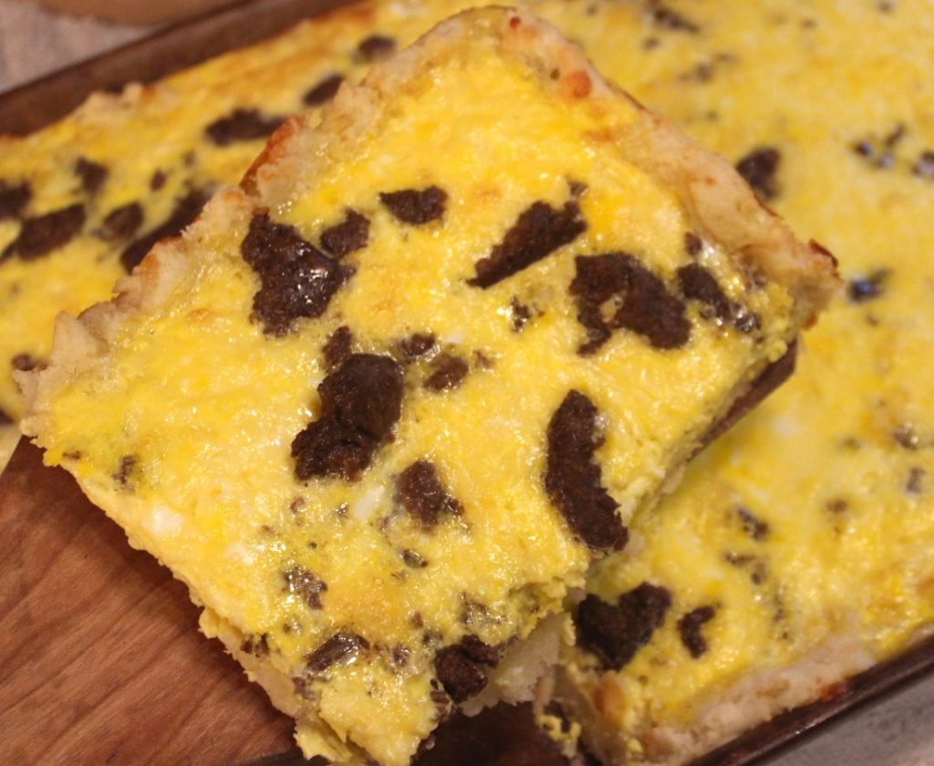 Breakfast Pizza with Cheddar Buttermilk Biscuit Crust Maine Dairy